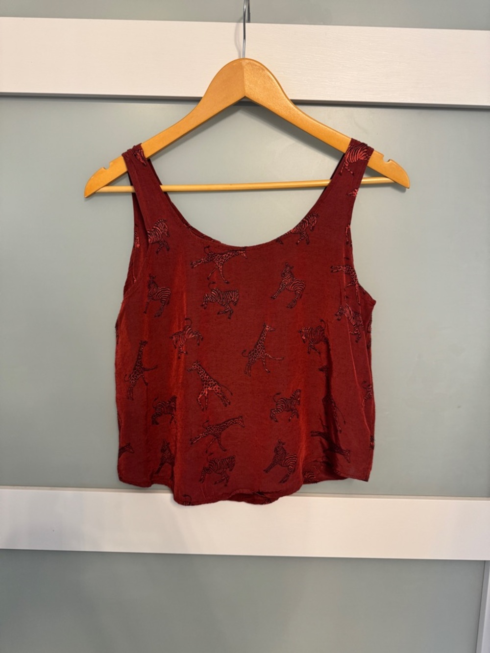 Women’s Brick Red Animal-Print Tank Top
